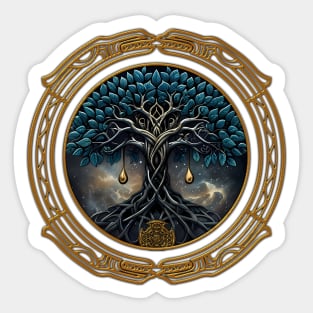 Celtic mysticism, the tree of life in starlight. Sticker